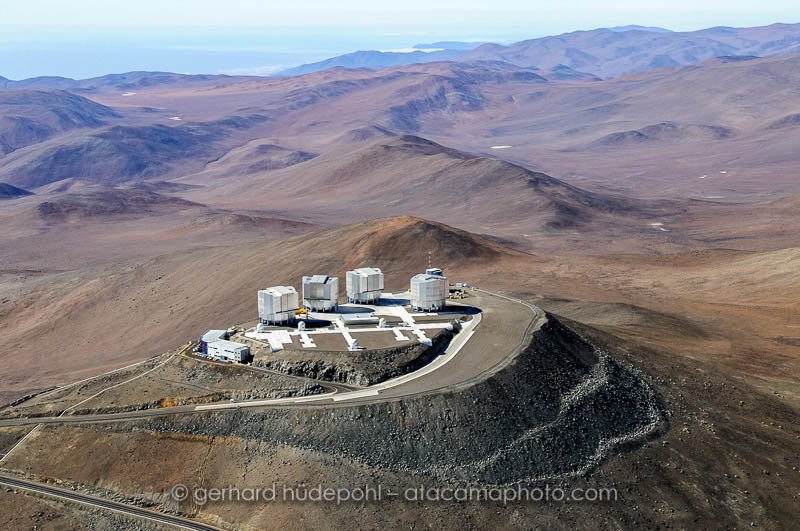 Aerial view of the Paranal Very Large Telescope Observatory in Chile