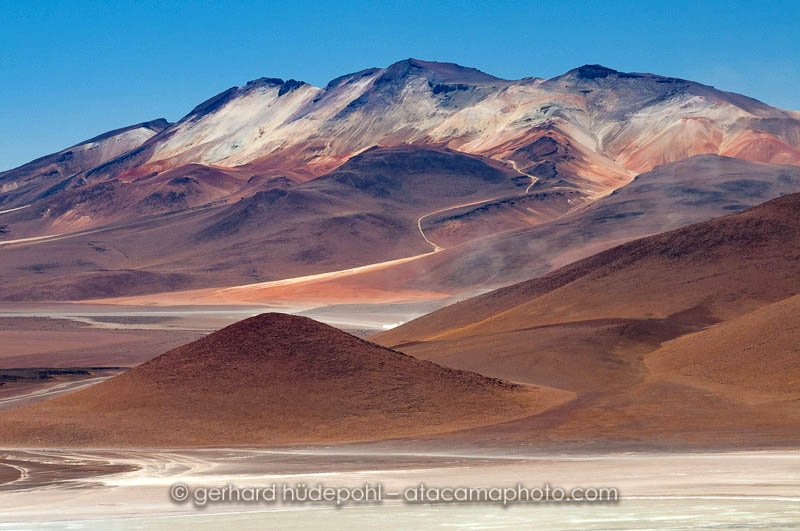 Colorful mountains and salt flat, Bolivian Altiplano