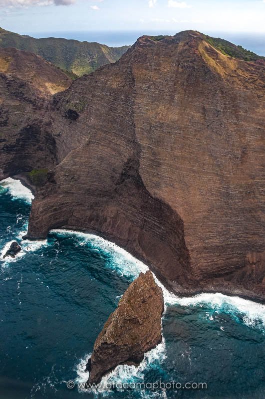Aerial view of the steep coast of Robinson Crusoe Island