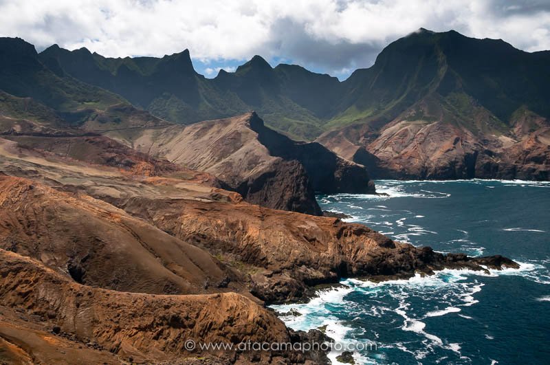 Rugged coastline of Robinson Crusoe Island, Chile
