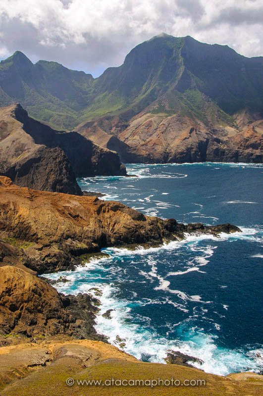 Rugged coastline of Robinson Crusoe Island, Chile
